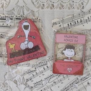 Lot of 2 Snoopy Valentine Ornaments